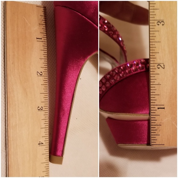 Dress Heels, Open Toe - Size: 6.5 M / Fuscia Satin - Picture 8 of 8